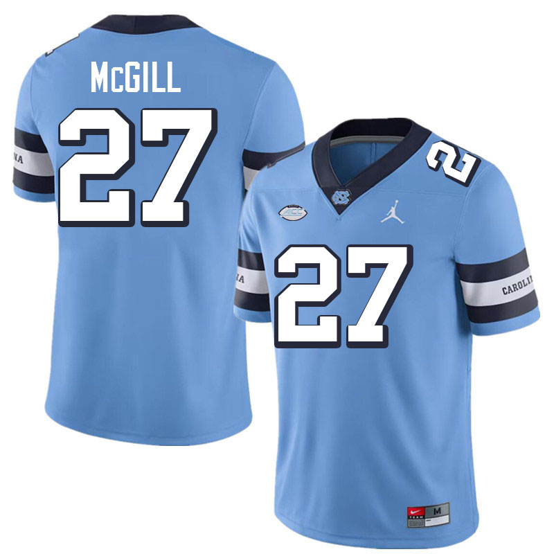 #27 Jaylen McGill North Carolina Tar Heels College Football Jersey Stitched-Retro Blue